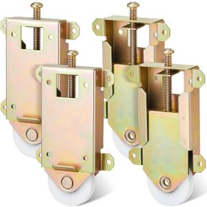 Therwen 4 Pcs Sliding Mirror Closet Door Roller Wheels Replacement Assembly 1-1/2 Inch Nylon Concaved Ball Bearing Wheels, 2-5/16 Inch Hole Centers Sliding Glass Screen Door Hardware Fits
