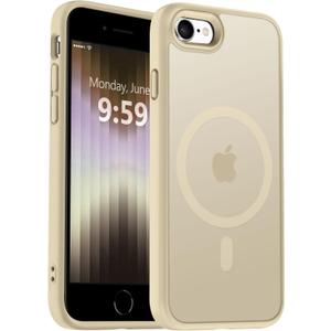 MOCCA Strong Magnetic for iPhone SE Case 2022/iPhone SE 2020 Case/iPhone 7 Case/iPhone 8 Case [Compatible with Magsafe] Slim Thin Translucent Matte Protective Cover Phone Case 4.7'', Light Gold