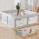 Baby Playpen with Mat Small Playpen for Babies and Toddlers 50 x 50 inch Baby Fence Playards Gray