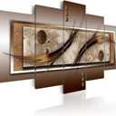 Canvas Prints Wall Art Delicate Shapes and Warm Colors Abstract 5 panels Painting Contemporary Picture Home Decoration for Bedroom Framed Ready to Hang (CL02, Large W60 x H30) (Brown)