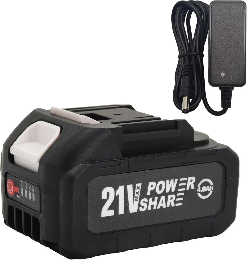 21V 4.0Ah Battery Replacement & Supplement Cordless Power Tools (Cordless Pressure Washer, Cordless Pruning Shears), 21 Volt Lithium Battery with Power Chargers, Cordless Tool Battery Packs