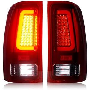 Tail Lights Assembly [LED Kit] Fit for GMC Sierra 1500 2007-2013 (SL, SLE, SLT, WT), 2500HD 3500HD 2007-2014 (only fit 3500HD with Single Rear Wheel Model), Taillights Set, Chrome Housing Red Lens