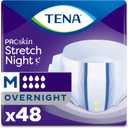 Tena ProSkin Overnight Incontinence Adult Diaper for Women & Men, Stretch, Brief, Medium, 48 Count (4 Packs of 12) 