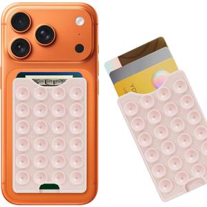 iPhone 17 Pro Max Wallet Case Stick On,Suction Phone Card Holder Adhesive Mount,Up to 3 Cards,Sticky Grippy Wallet,for iPhone 17 Pro Credit Card Holder,Chalk Pink iPhone 17 Pro Max Wallet Case Stick On,Suction Phone Card Holder Adhesive Mount,Up to 3 Cards,Sticky Grippy Wallet,for iPhone 17 Pro Credit Card Holder,Chalk Pink