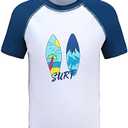 HowJoJo Boys Short Sleeve Rash Guard Shirts Swim Shirt UPF 50+, 4T