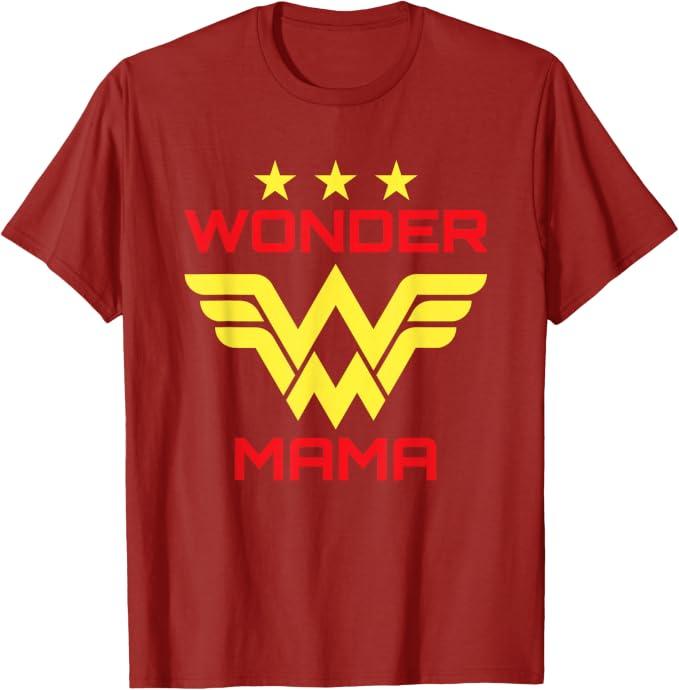 Womens Wonder Mama Mother T Shirt Gift Superhero Mom T-Shirt, L, Cranberry Red