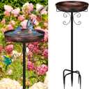 35In Metal Bird Bath for Outside, Vintage Freestanding Birdbaths & Birdfeeder, Bird Baths Feeder Bowl for Outdoors Garden Patio Yard Lawn Decor, Upgraded 5-Pronged Base (Antique Bronze)