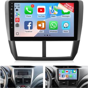 Naifay 8Core Android Car Radio for Subaru Forester Impreza WRX 2008-2012 Stereo, 9inch Touch Screen for Subaru Forester Radio with CarPlay Android Auto/Bluetooth/GPS/WiFi/FM/SWC/Camera+MIC