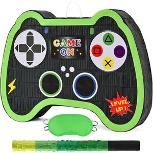 WERNNSAI Video Game Controller Piata - Game Party Supplies Piata Bundle with Blindfold and Bat for Boys Kids Gaming Theme Birthday Party Game Carnival Activity Decorations (15.7" x 12.2" x 3.1")