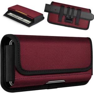 ykooe Rugged Nylon Holster Compatible with iPhone 17 Pro Max, Galaxy S25/S24/S23/S21/S20 Ultra, A16 A15 A14 A13 Moto G Stylus Play Power 5G Cell Phone Belt Holder for Men, Red - XXL