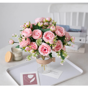Floweroyal 2 Bunches Peony Artificial Flowers White Flowers Silk Peonies Bouquets for Wedding Party Table Centerpieces Floral Arrangement Home Kitchen Decor