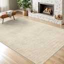 Valenrug Washable Rugs 5x7 - Non Slip 5x7 Area Rugs for Living Room, Stain Resistant Area Rugs for Bedroom, Foldable Machine Washable Area Rug(5'x7', Beige)