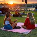 Orga'Neat Pocket Picnic Blanket, Beach Mat Waterproof Sandproof, Compact Lightweight Small Tarp for Camping, Hiking, Backpacking, Festival, Travel, Foldable in Bags (Pink/Grey, 55"x60")