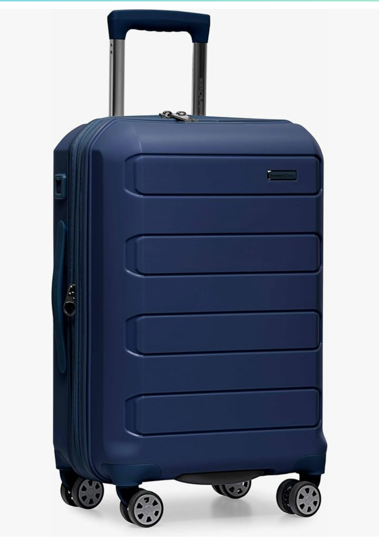Traveler's Choice Pagosa Indestructible Hardshell Expandable Spinner Luggage, Navy, Carry-on