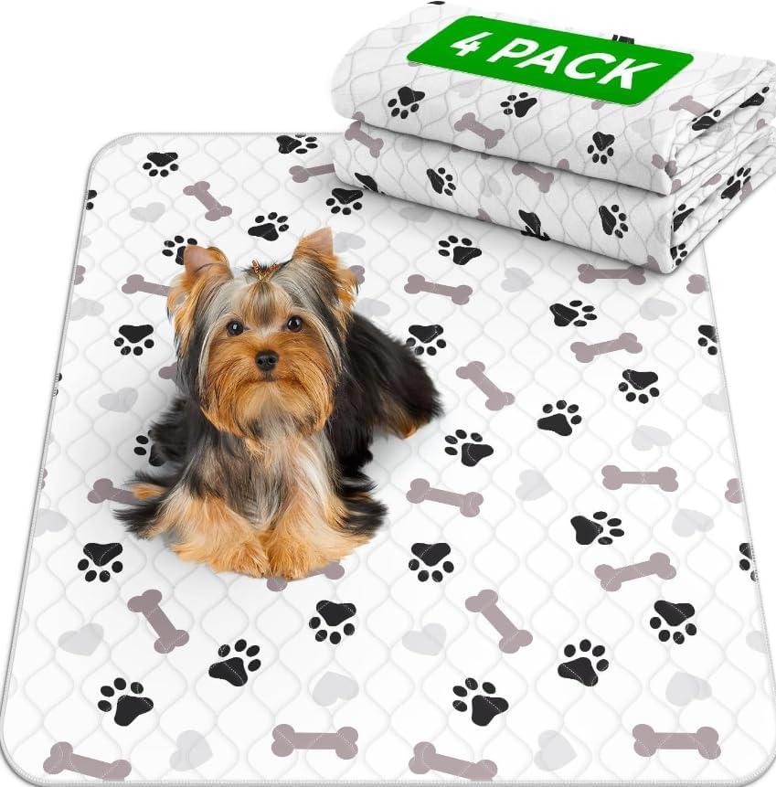GREEN LIFESTYLE Washable Underpads Pack of 4 - 34x36 and Pack of 6 - 30x34 Bundle - Large Pee Pads for Dogs, Machine Washable Reusable Puppy Pads, Waterproof Pet Training Pad