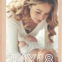 14x18 Frame Natural Woodgrain,Rustic 18x14 Picture Frame Beige, Art Pic Hanging Poster Frame, 14 by 18 Gallery Family Concert Portrait Photo Frame Anniversary/Birthday/Wedding/Thank you/Christmas Gift