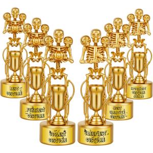 6 Pack Halloween Trophy Best Costume Trophy Skeleton Trophies, Halloween Trophy Awards for Kids Adults Halloween Party Prizes Contest Prizes Funny Trophy for Halloween Party Supplies