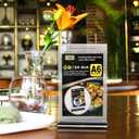 Operitacx A6 Acrylic Menu Display Stand Tabletop Menu Holder with Stable Base Flip Card Organizer for Restaurants Bars Shops Events 8.26X4.52X2.36 Inches