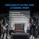 FULUODE 6 Channel Mixer Audio Console, CT-60S Professional Music Mixer DJ Mixing Board with Reverb Bluetooth MP3 Player 48V Phantom Power Supply USB Recording for Studio Karaoke Live Performance