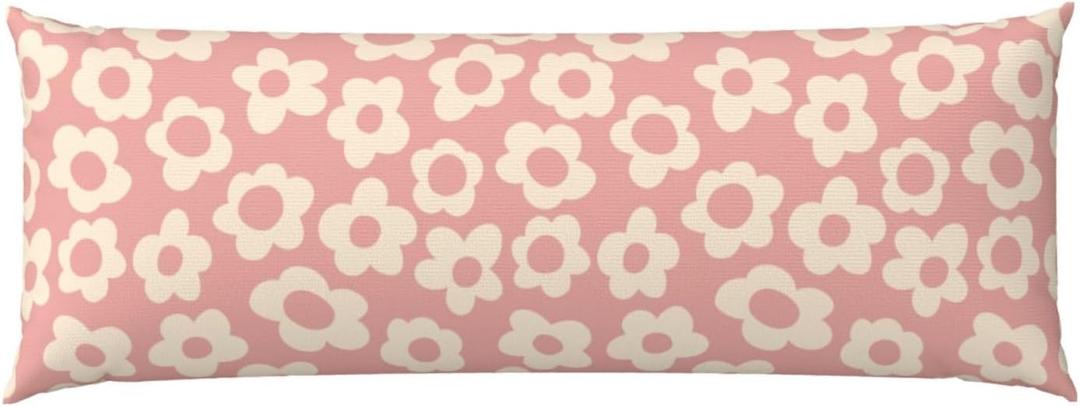 Vintage Pink Flower Body Pillow Cover - Pillowcases 20"x54" with Hidden Zipper Closure Soft and Breathable