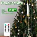Tuanse 12 Sets Flameless Christmas Tree Candles LED Taper Candles with Crystal Ball Hook for Christmas Tree Ornament, Flickering Battery Operated Light Candlestick Xmas Wedding, No Battery (Crystal)