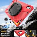 BRAECN Kids Case for iPad (A16) 11th/10th Generation 11/10.9'' 2025/2022, Heavy Duty Rugged Silicone Cover w/Swivel Ring Stand/Stable Kickstand/Shoulder Strap/Pencil Holder/Screen Protector, Red