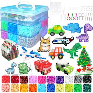 11000 Fuse Beads Kit for Kids-20 Colors 5mm Bead Craft Set with Storage Box, Pegboard, Ironing Paper and Accessories, DIY Craft Kits, Arts and Crafts Set Toys Gifts for Girls & Boys Birthday Christmas (Blue)