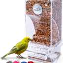 Hamiledyi Automatic Parrot Feeder for Lovebirds, Transparent Seed Container, Acrylic Cage Accessories, No Mess Food Dispenser for Small and Medium Birds