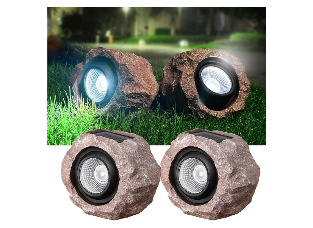 Timeflies Solar Rock Lights Outdoor, 2 Pack Super Bright Solar Spot Lights Outdoor IP65 Waterproof Solar Yard Lights, Auto On/Off Garden Decor for Outside Paths, Sidewalks, Yards, Landscapes, Patios