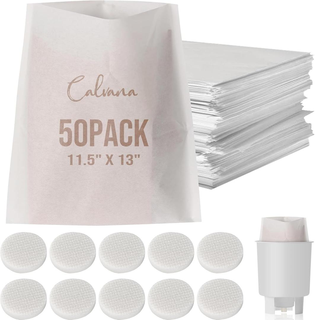 Calvana Complete Cold Brew Coffee Filter Replacement Set – Includes 10 Reusable Felt Filters and 50 Paper Filter Bags – Compatible Cold Brew Maker Systems