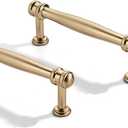 10 Pack 4 inch(102mm) Center to Center Brushed Brass Cabinet Pulls Solid Cabinet Hardware Heavy-Duty Drawer Pulls Kitchen Handles for Cabinets Cupboard Handles