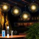 WIND STAR Rechargeable Firework Lights, 480 LED Hanging Starburst String Lights with Remote, 8 Modes for Patio Party Birthday Christmas Indoor Bedroom Decoration