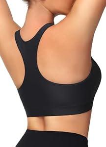 MIVEI Womens Sports Bra Swimsuit Top Bikini Tops - Swim Bra for Under Swim Shirt Racerback Removable Padded Quick Dry UPF50+ Black XL