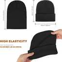 Rosoz Unisex Beanie Winter Knitted Skull Cuffed Soft Warm Hat for Men/Women Slouchy Ski Watch Cap (Black)