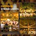 LED Outdoor String Lights, 50 FT Waterproof Patio Lights with 25+2 ST38 Vintage Edison Shatterproof Bulbs, Connectable Dimmable Hanging Lights for Backyard Bistro Cafe Garden Gazebo - Warm White