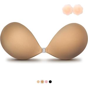 VOCH GALA Sticky Bra Push Up for Women, Strapless Backless Bras for Wedding/Parties/Events, Comfortable Adhesive (Tan) VOCH GALA Sticky Bra Push Up for Women, Strapless Backless Bras for Wedding/Parties/Events, Comfortable Adhesive (Tan)