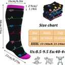 Prasacco 6 Pairs Plus Size Compression Socks for Women Wide Calf Knee High Compression Stockings for Circulation Travel Yoga Running, XXX-Large (XXXL)