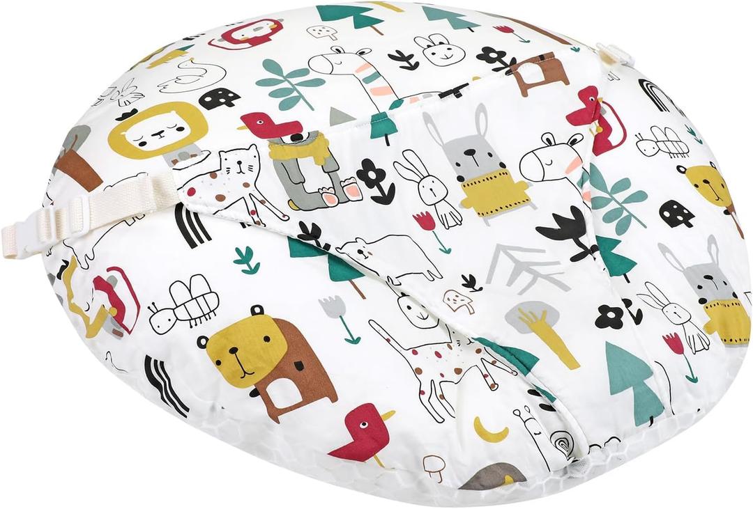 Baby Reflux Pillow, Hands Frees Nursing Pillows for Breastfeedingwith Removable Cotton Cover, Machine Washable (Animal Park)