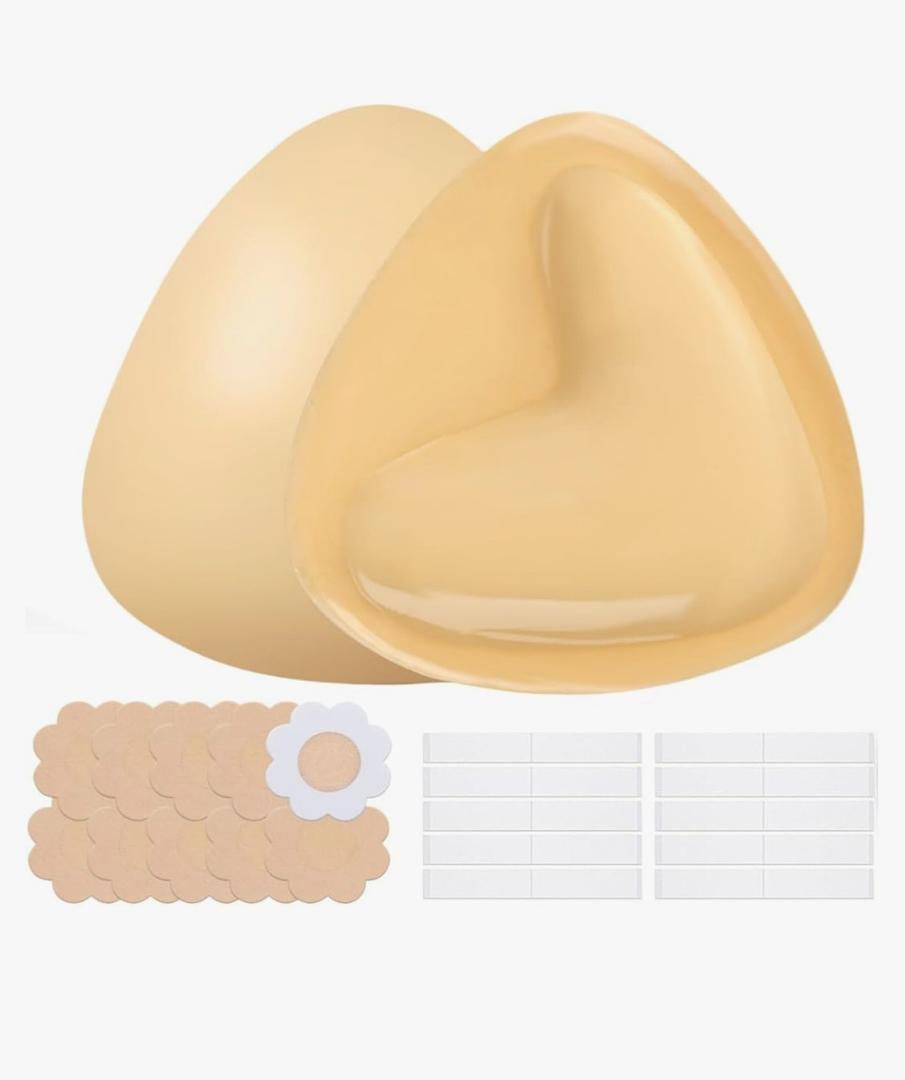 Double Sided Sticky Bra Inserts, Reusable Adhesive Push up Sticky Bra Pads for Women Bikini Swimsuit Strapless Bras