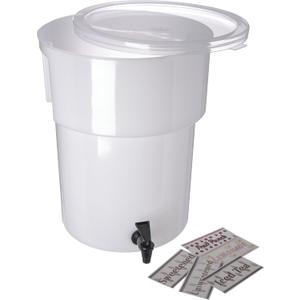 Carlisle FoodService Products Round Beverage Dispenser Drink Dispenser with Spigot for Catering, Plastic, 5 Gallons, White