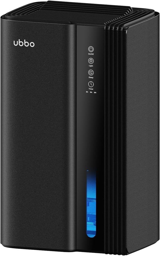 Dehumidifiers for Home, 850 sq.ft 95oz Dehumidifier with Drain Hose Timer Sleep Mode Auto-Off 7 Colors Light, Dehumidifier for Bedroom Bathroom Basements RV Black