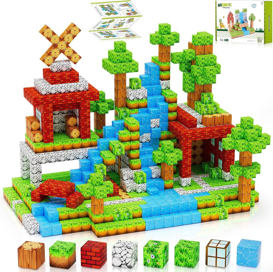 Magnetic Blocks 157PCS 1" Magnetic Building Blocks Cubes for Kids, Magnet Tiles Stacking Toy, Build Forest World Set, STEM Sensory Toys for Boys Girls Age 3 4 5 6 7 8 Year Old Christmas Birthday Gifts