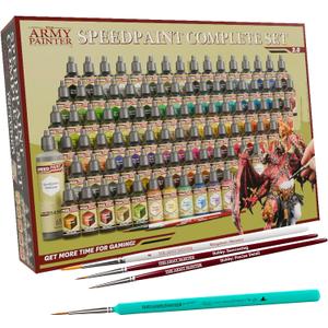 The Army Painter, Speedpaint 2.0 Complete Set Combo, 90 x 18 ml Acrylic Contrast Model Paint, 4 Brushes & 1 Paint Palette For Miniature Painting, Dnd & Warhammer