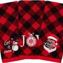 MCEAST 3 Pack Christmas Hand Towels 14 x 25 Inch Cotton Towels Embroidered Christmas Bath Towels Red and Black Buffalo Plaid Hand Towels for Bathroom Kitchen Soft Washcloths for Drying, Cleaning