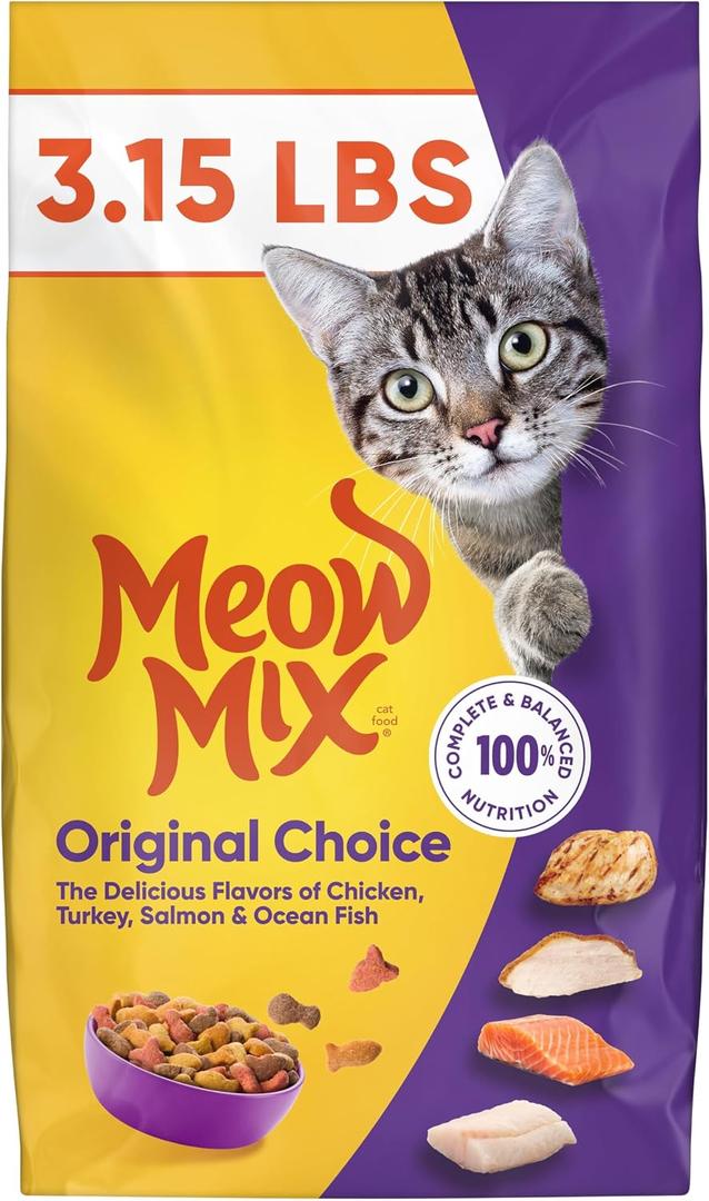 4 x Meow Mix Original Choice Dry Cat Food, 3.15 Pounds (EXP 11/11/26)