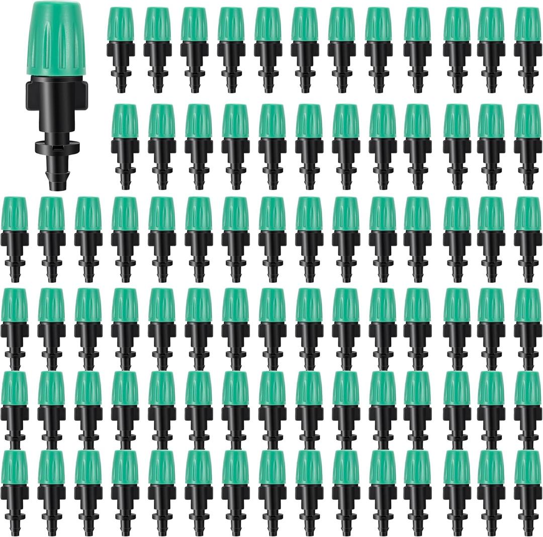 50 Pcs 1/4" Adjustable Atomizing Nozzles Drip Irrigation Spray Emitters, 1/4 Inch Drip Irrigation Nozzles Atomizing Irrigation Sprinkler Heads for Garden Agricultural Irrigation Patio Misting System