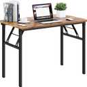 Need Folding Desk for Home Office 39-3/8 inch Length Modern Folding Table Computer Desk No Install Needed Rustic Brown Desktop Black Frame AC5FB(100 * 60)