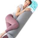 1 MIDDLE ONE Body Pillow, Memory Foam Round Body Pillows for Adults, Firm Long Bolster Pillow for Bed, Cylinder Tube Roll Pillow with Velvet Cover, 47x7.87 Inches, Grey