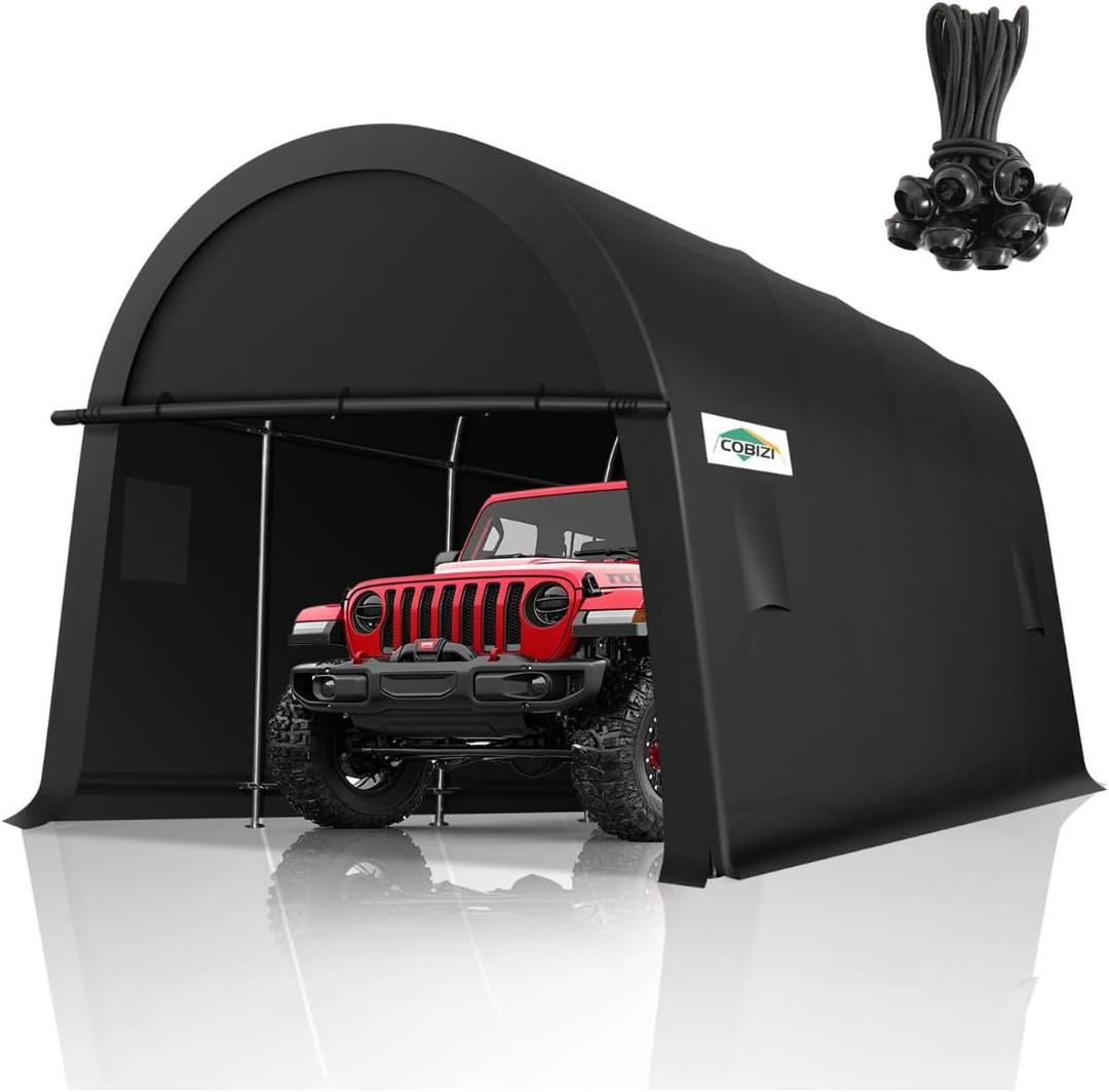 COBIZI Carport Canopy 12x20 Heavy Duty Portable Garage with Double Zippered Roll-up Doors & Vents, Large Space Car Canopy Car Tent Upgrade Waterproof for Cars, Boats, Trucks, Garden Tools, Gray