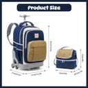BAMIFEI 6 Wheel Rolling Backpack for Kids 18" Set - Blue Brown